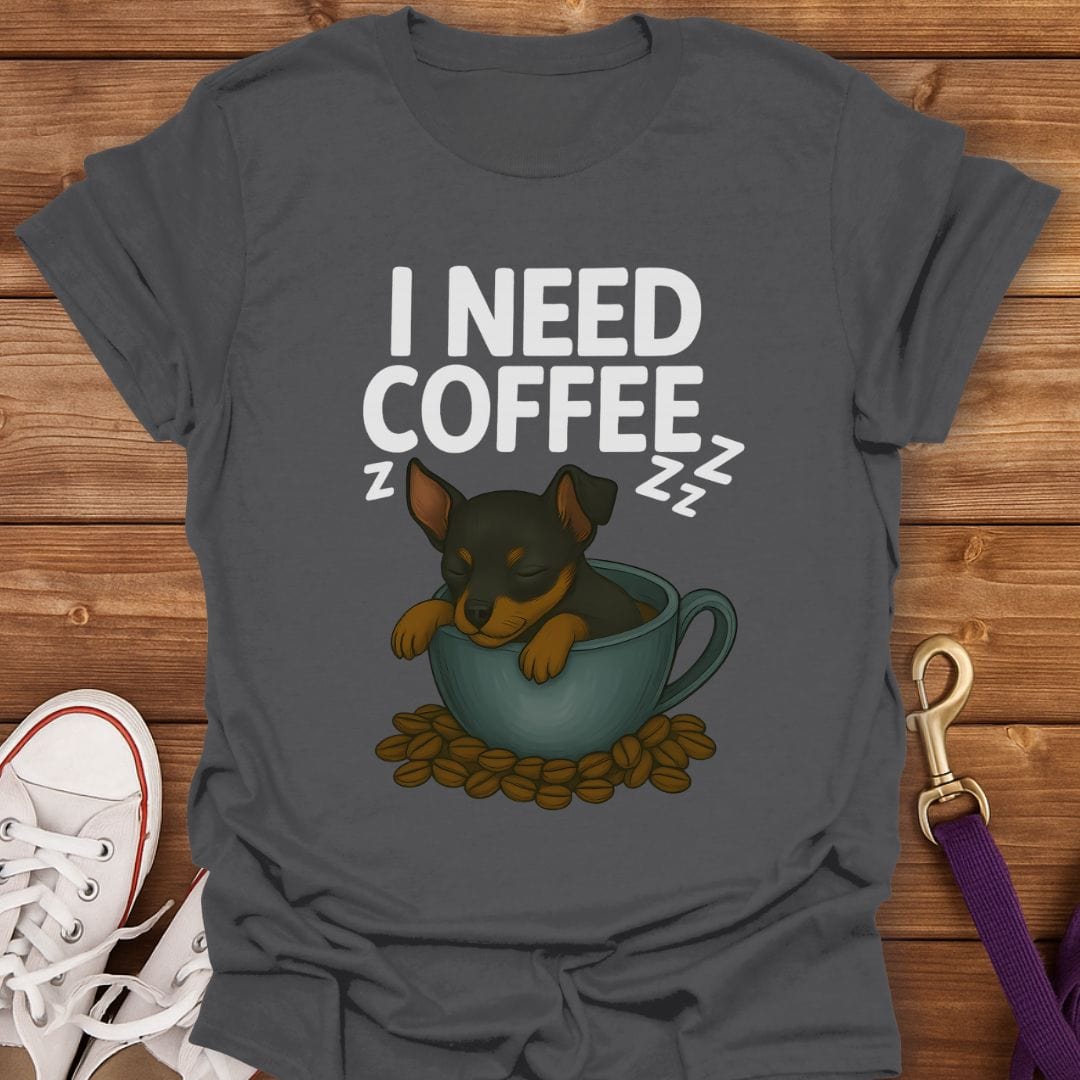 Miniature Pinscher Coffee Nap T-Shirt Charcoal / S