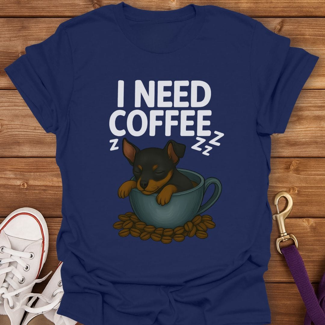Miniature Pinscher Coffee Nap T-Shirt Navy / S