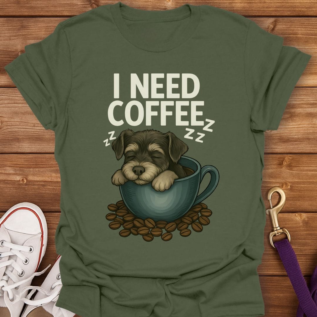 Miniature Schnauzer Coffee T-Shirt Military Green / S