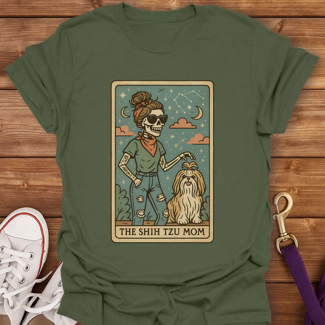 Mystic Shih Tzu Mom T-Shirt Military Green / S