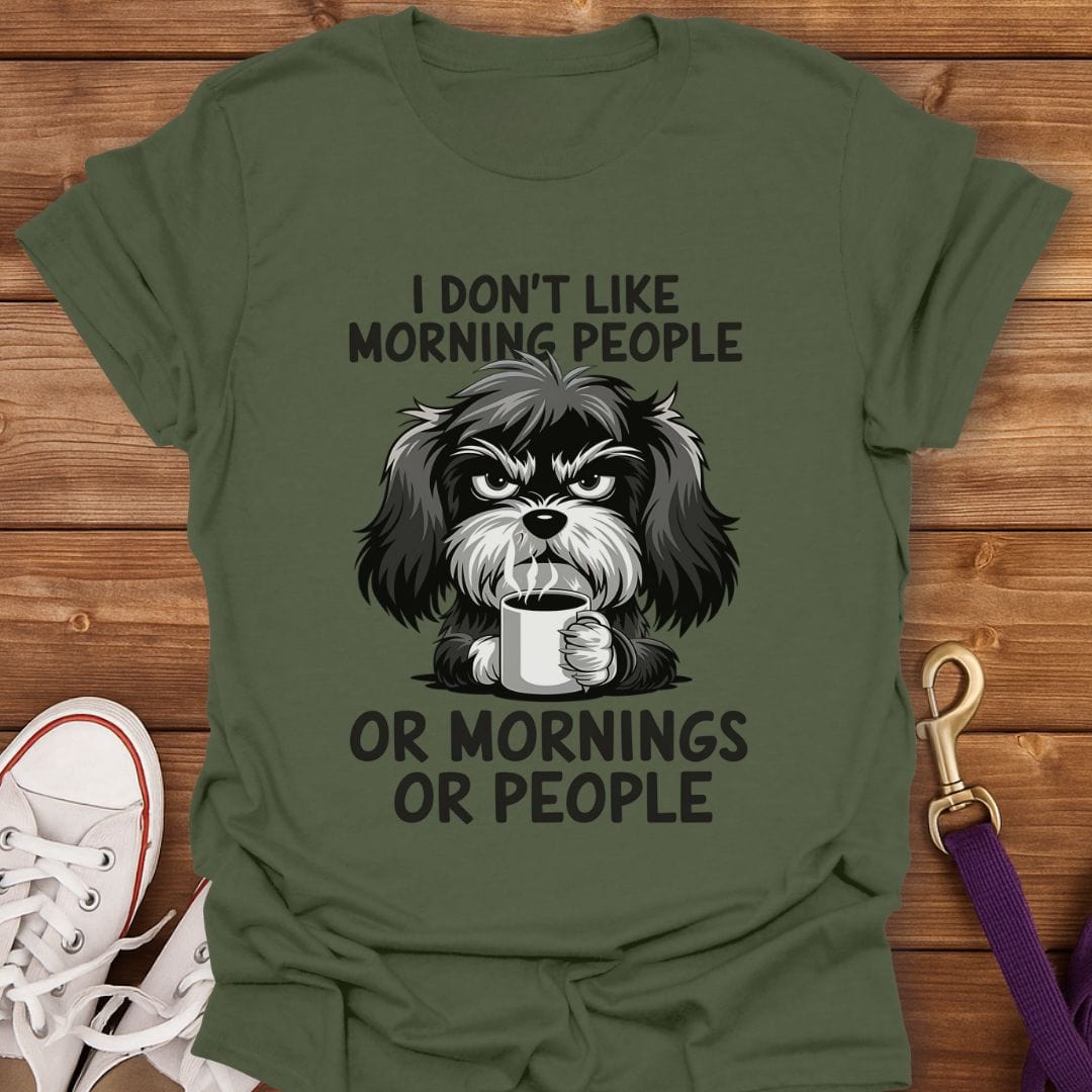 No Mornings No People Dog T-Shirt Military Green / S