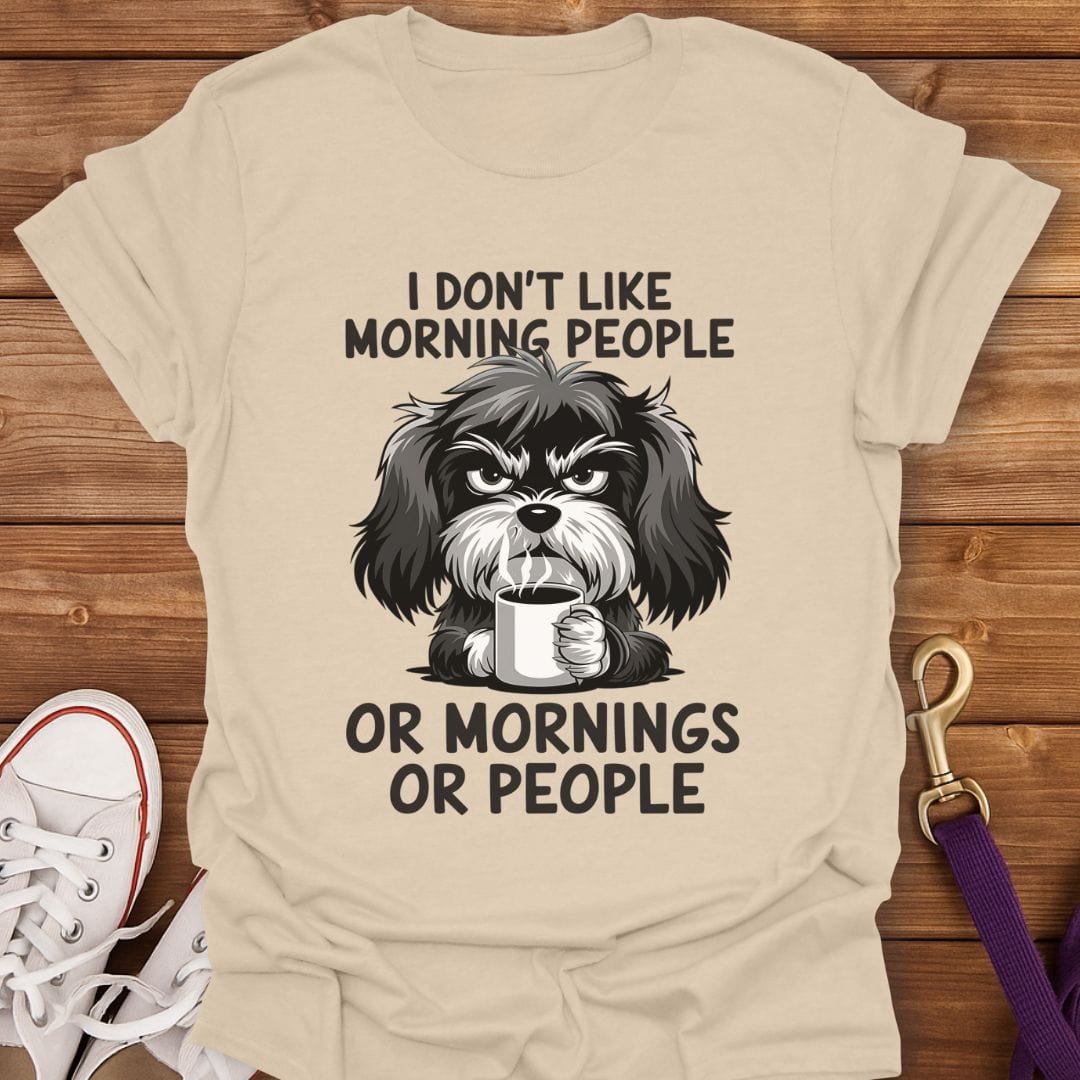 No Mornings No People Dog T-Shirt Sand / S