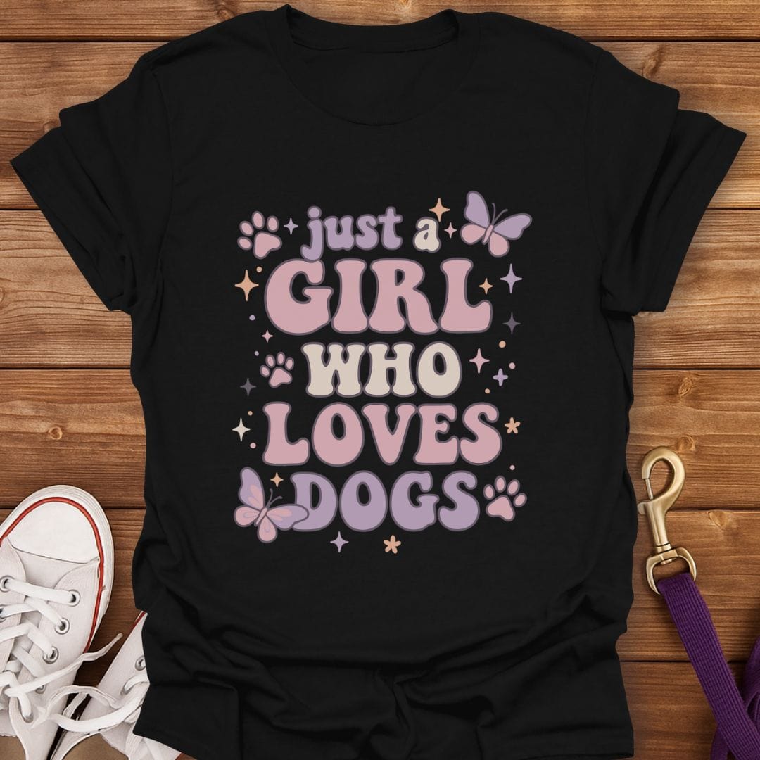 Pastel Dog Lover Girl T-Shirt Black / S