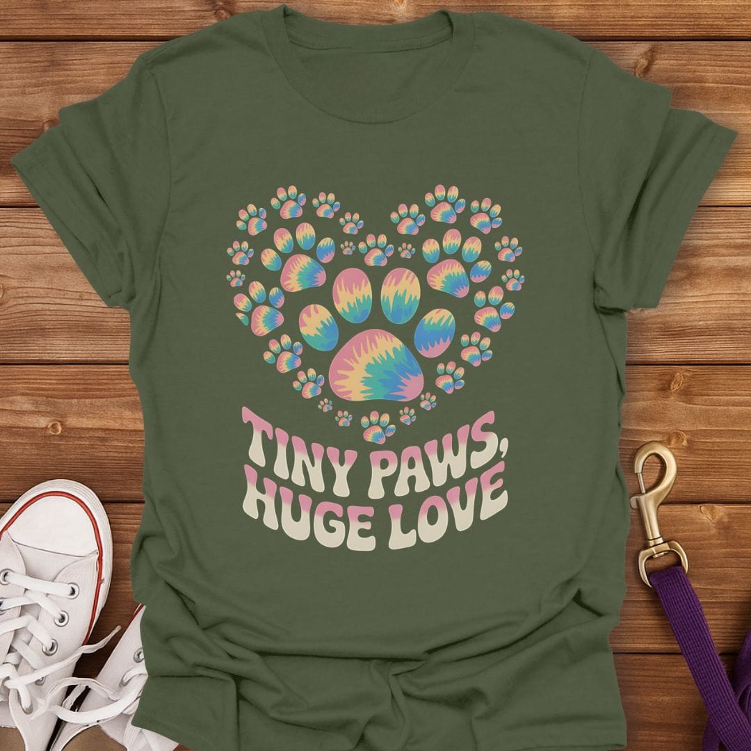 Pastel Paw Love T-Shirt Military Green / S