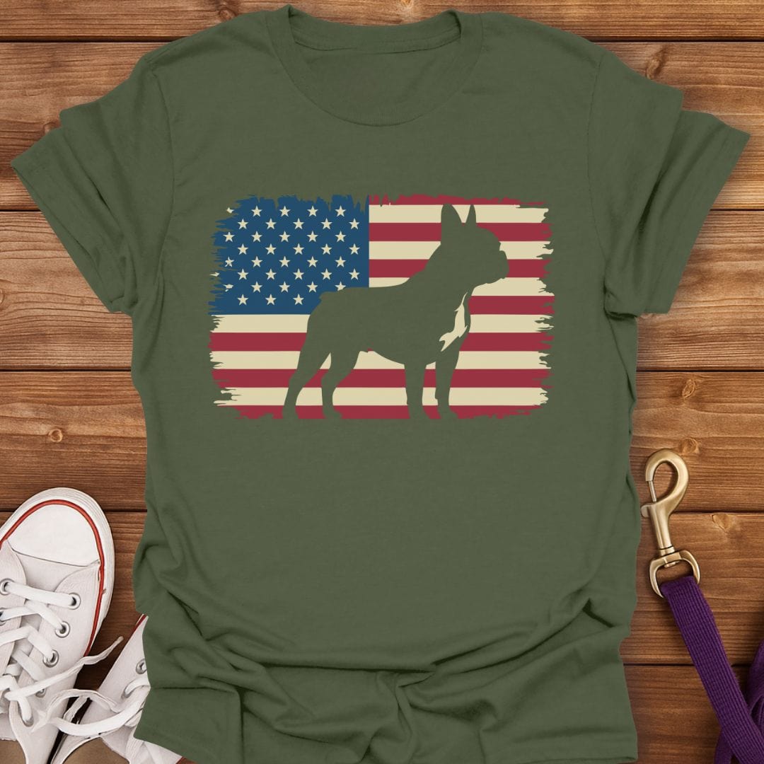 Patriotic Frenchie T-Shirt Military Green / S