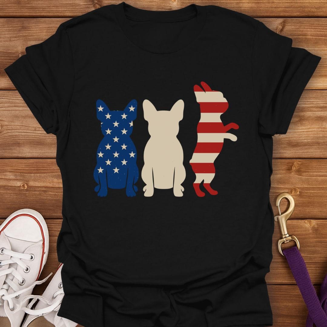 Patriotic Frenchie Trio T-Shirt Black / S
