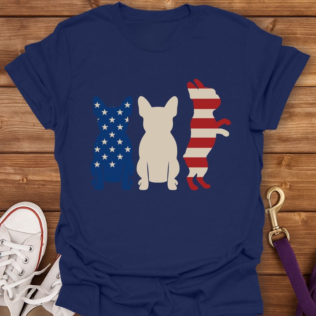 Patriotic Frenchie Trio T-Shirt Navy / S
