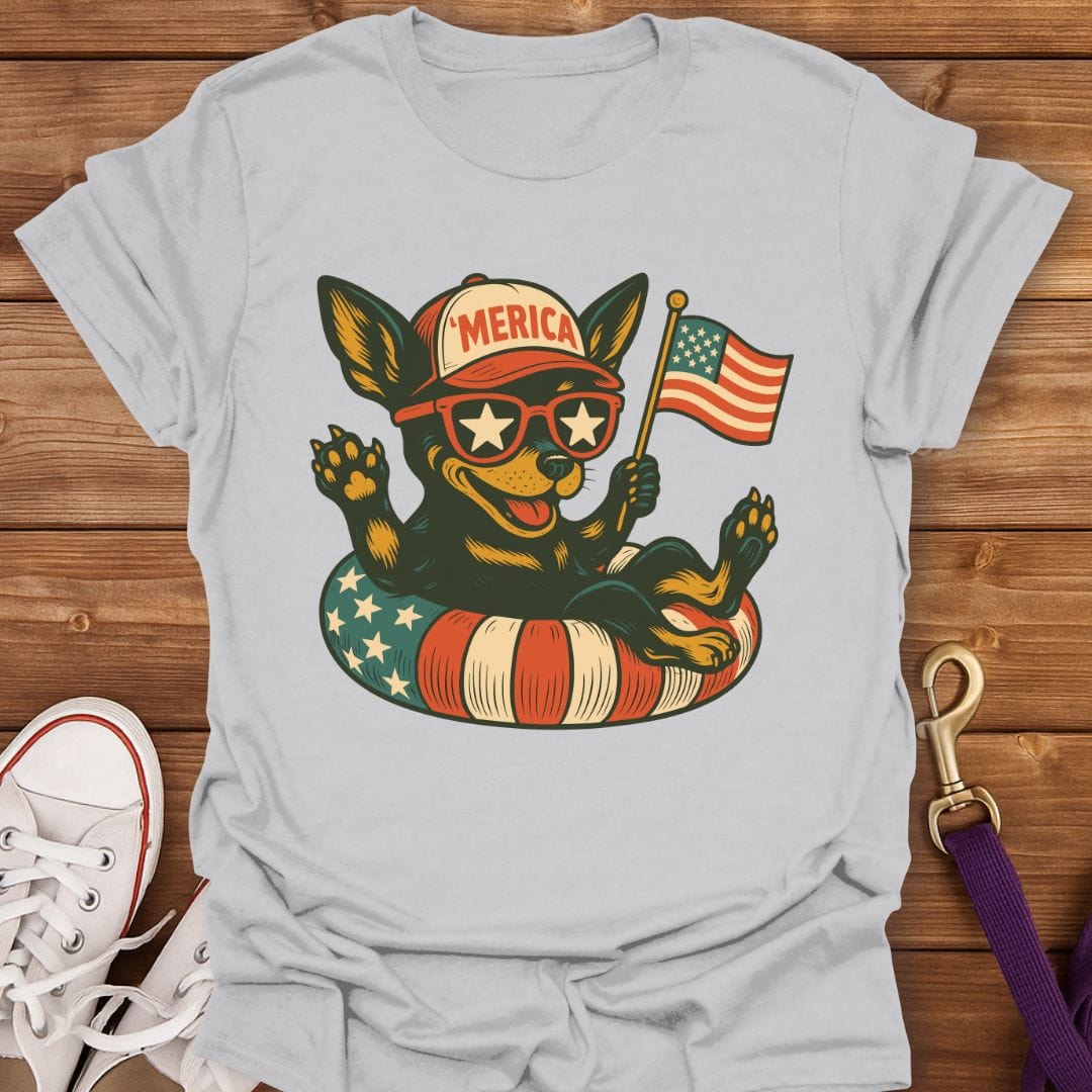Patriotic Pup Floatie T-Shirt Ice Grey / S