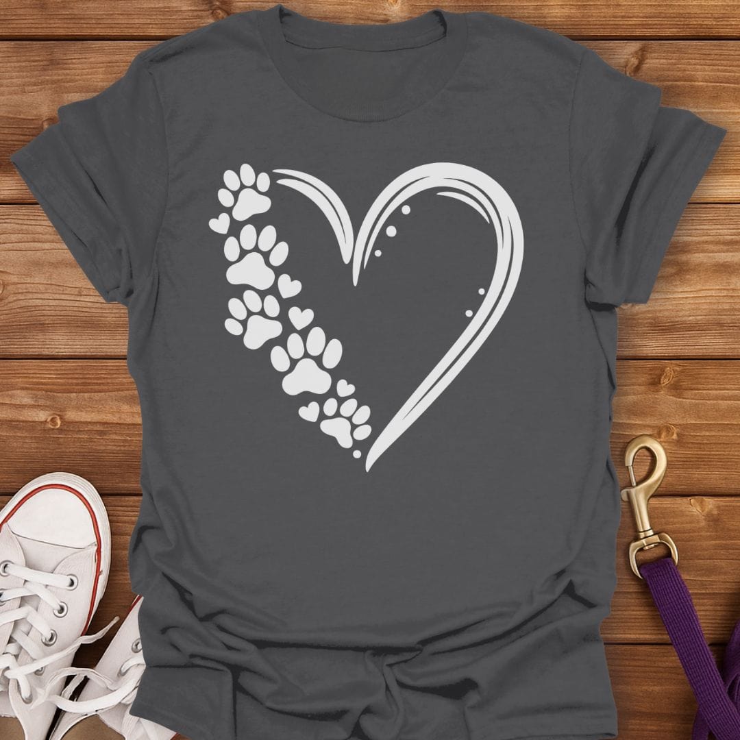 Paw Prints in My Heart T-Shirt Charcoal / S