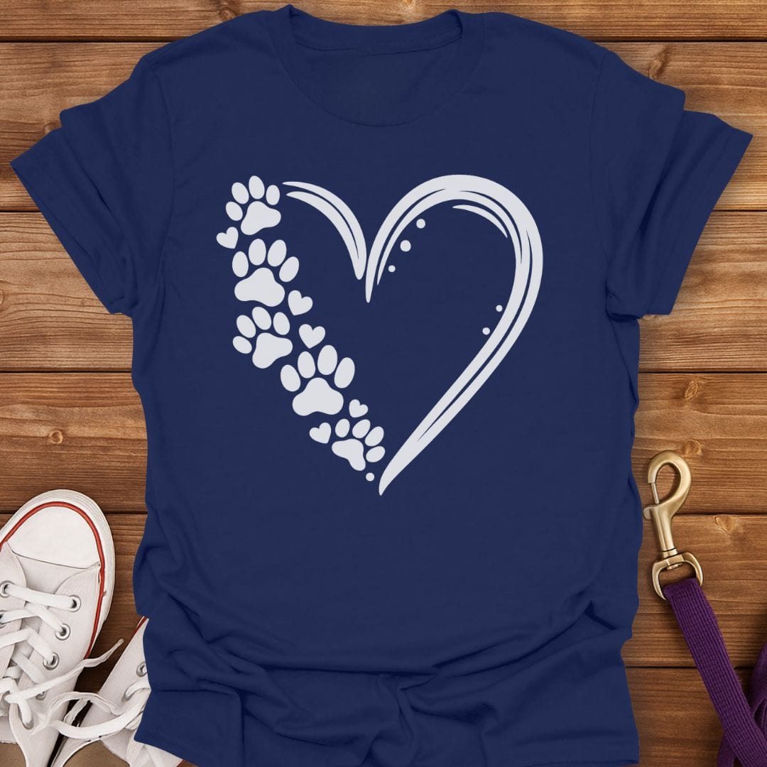Paw Prints in My Heart T-Shirt Navy / S