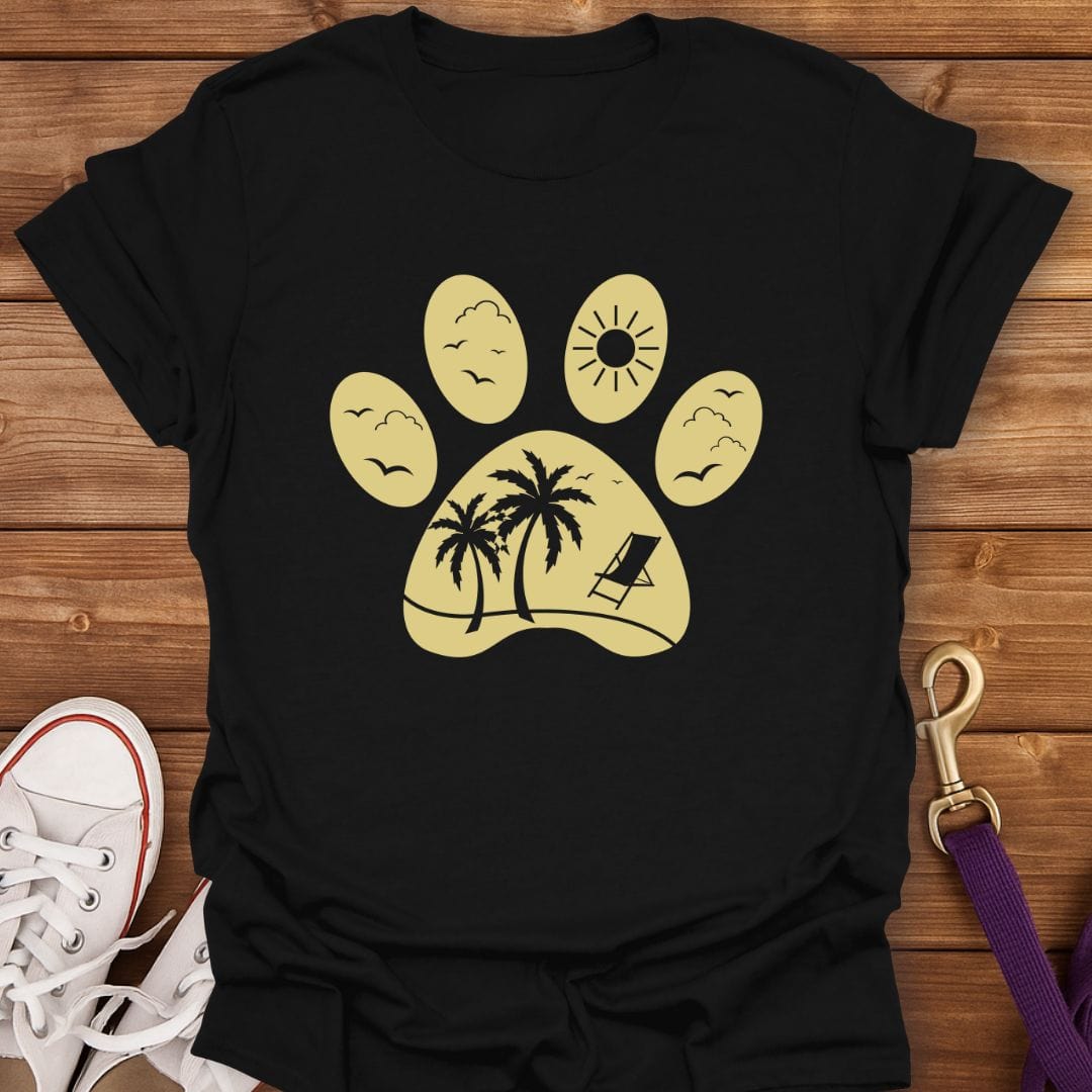 Pawprints in Paradise T-Shirt Black / S