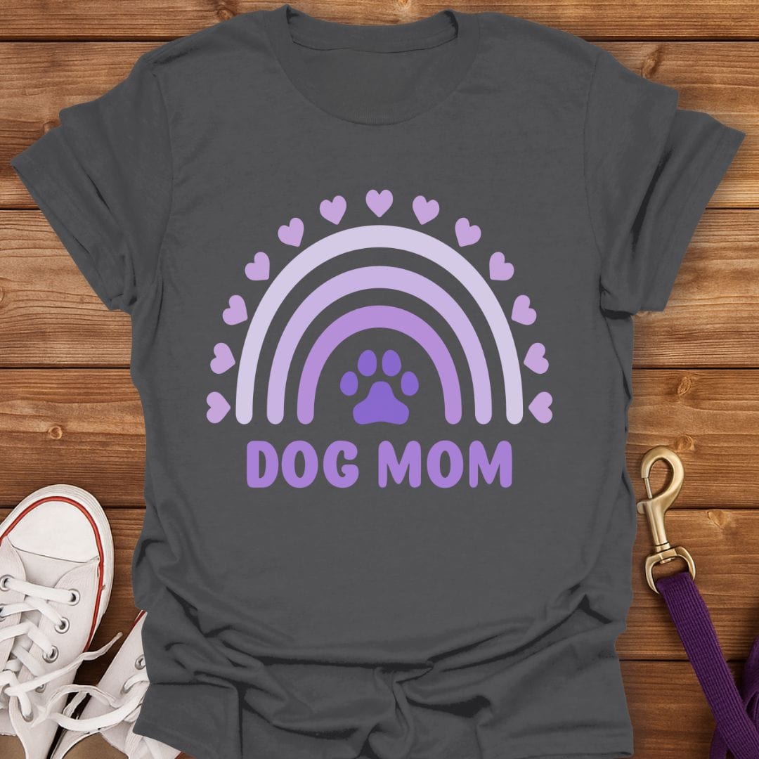 Pawprints & Rainbows Dog Mom T-Shirt Charcoal / S