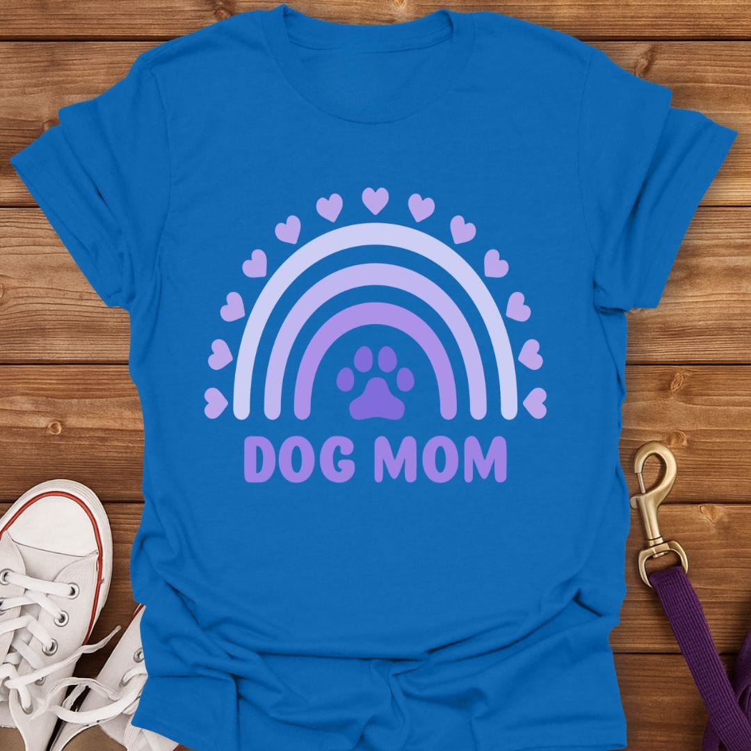 Pawprints & Rainbows Dog Mom T-Shirt Royal / S