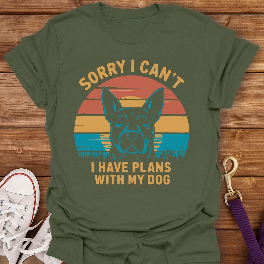 Plans With My Dog T-Shirt Military Green / S