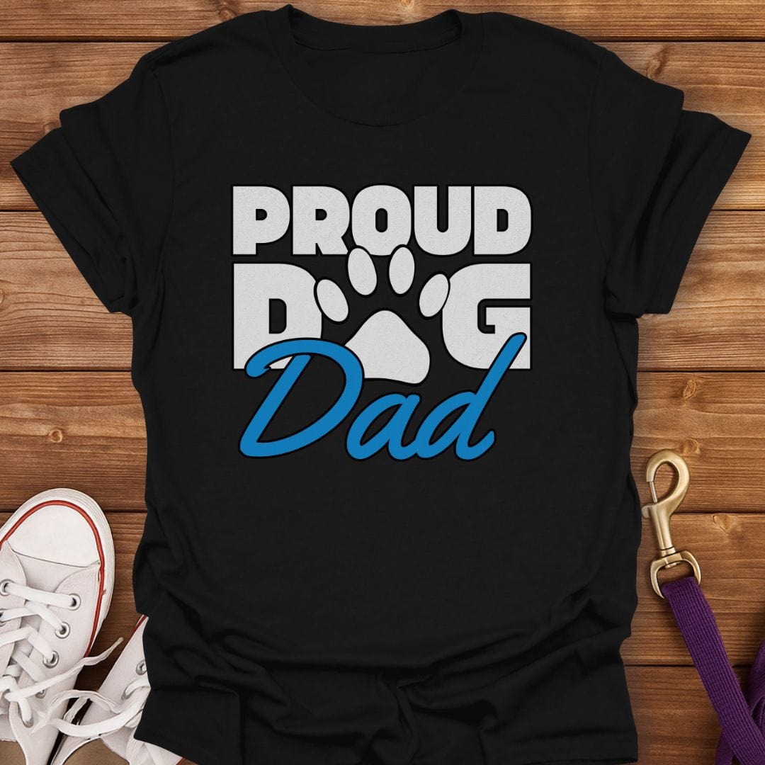 Proud Dog Dad Paw Print T-Shirt Black / S