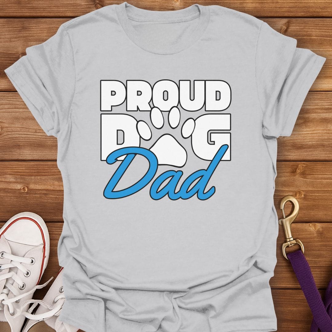 Proud Dog Dad Paw Print T-Shirt Ice Grey / S