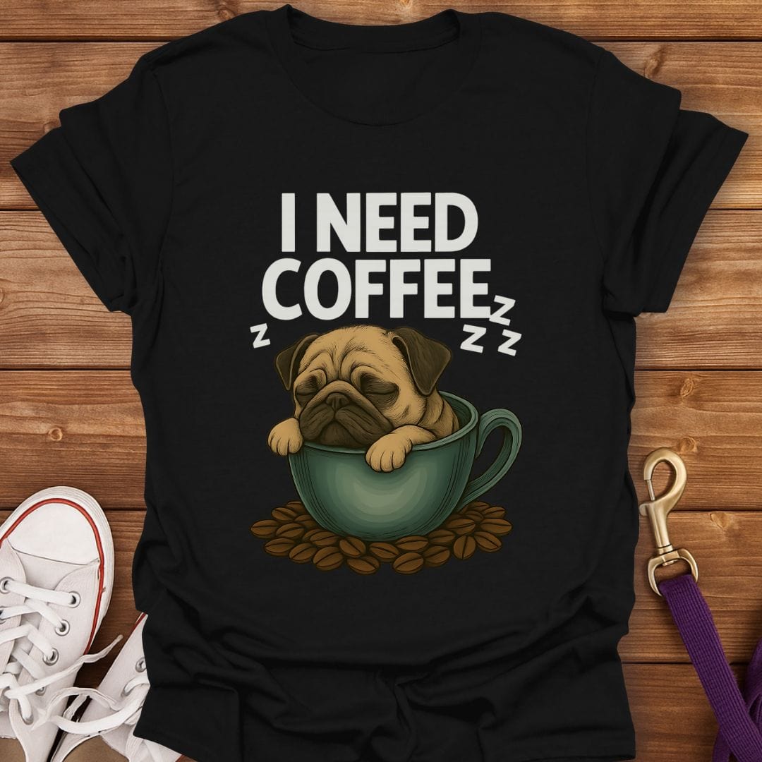 Pug in a Coffee Cup T-Shirt Black / S
