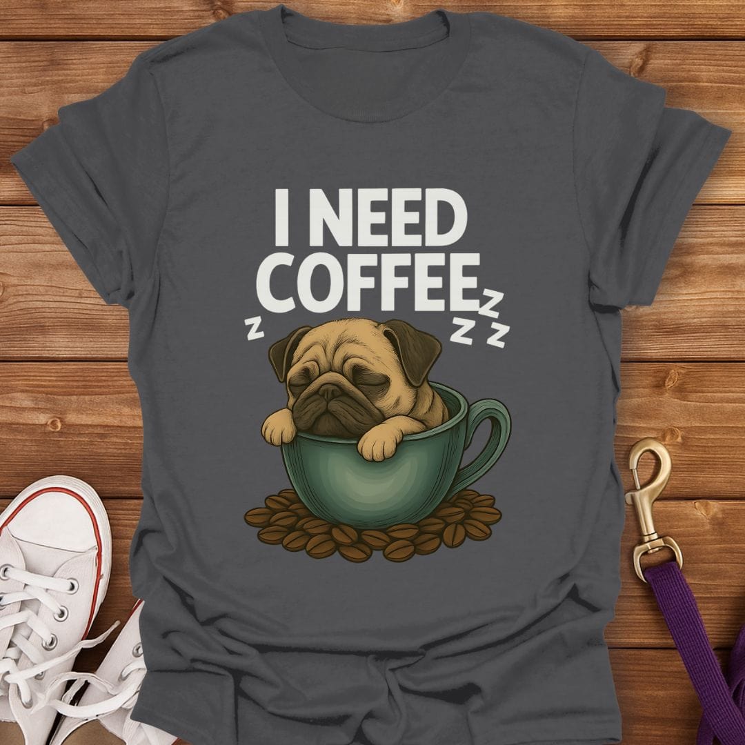 Pug in a Coffee Cup T-Shirt Charcoal / S