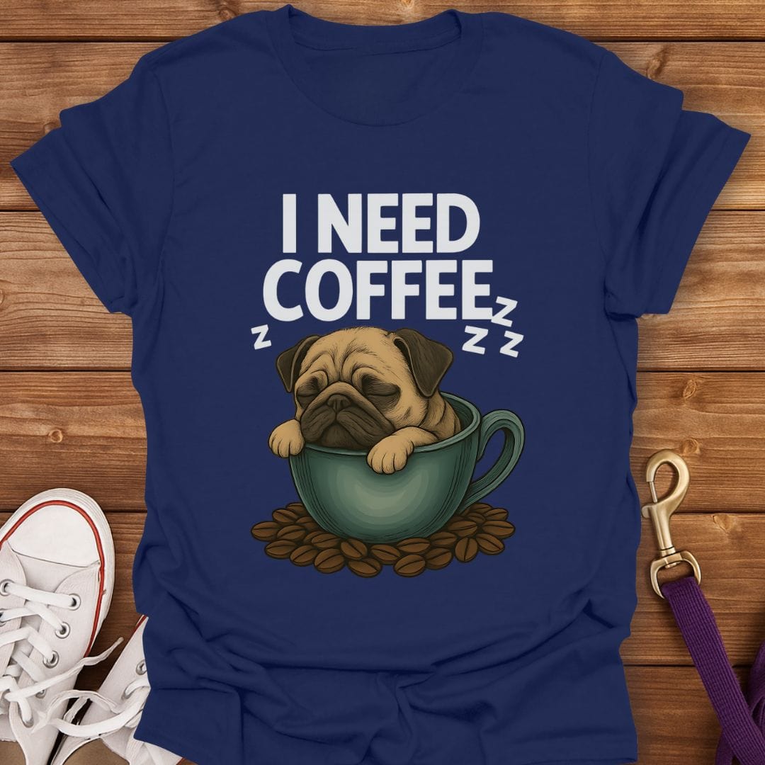 Pug in a Coffee Cup T-Shirt Navy / S