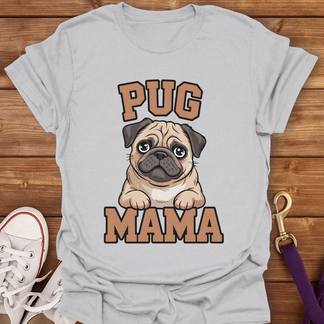 Pug Mama Bold Pup T-Shirt Ice Grey / S