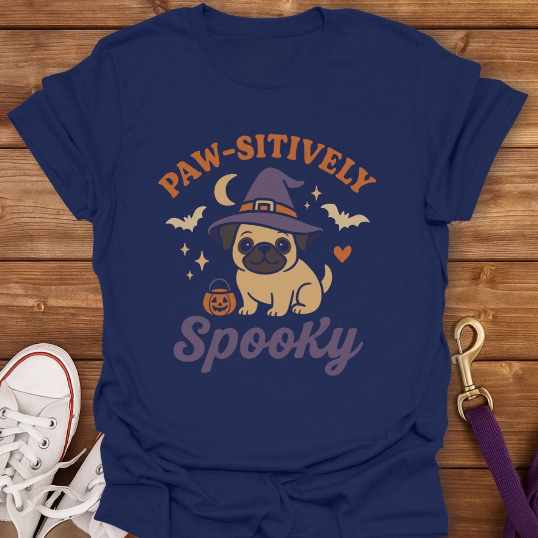 Pug Paw-sitively Spooky T-Shirt Navy / S