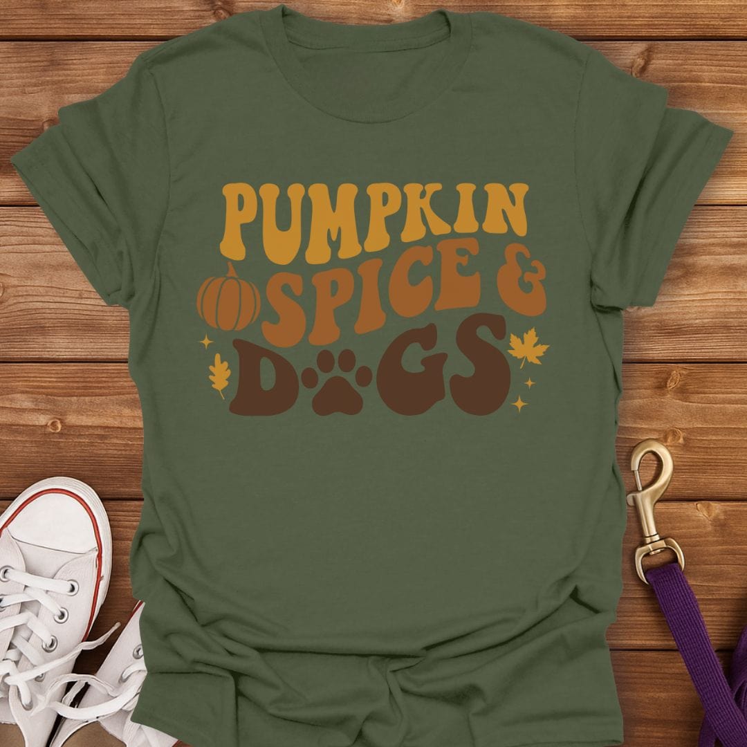 Pumpkin Spice and Dogs T-Shirt Military Green / S