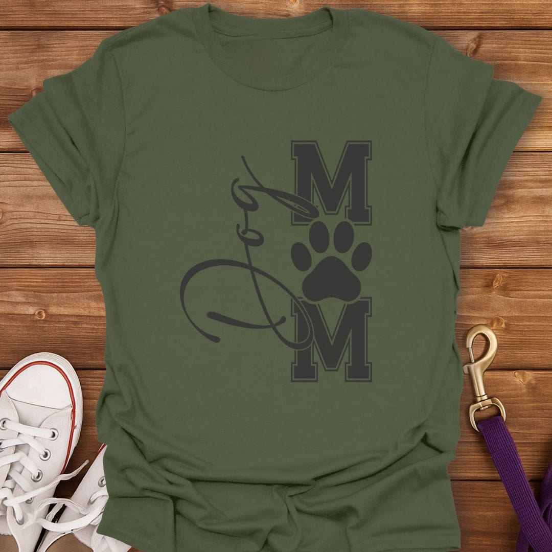 Script & Paw Dog Mom T-Shirt Military Green / S