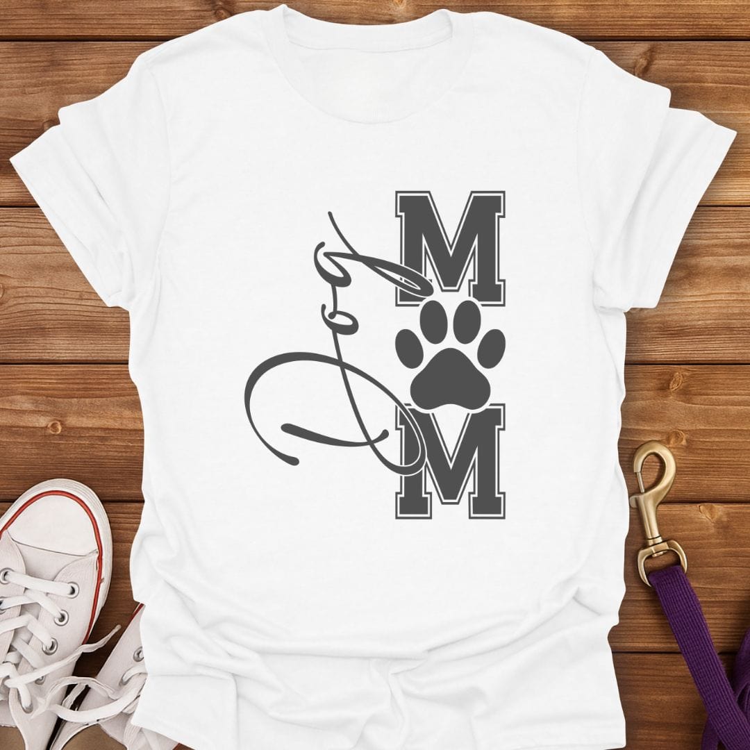 Script & Paw Dog Mom T-Shirt White / S