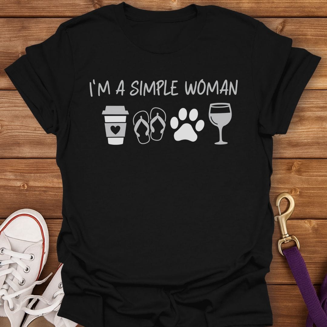 Simple Woman Dog Life T-Shirt Black / S