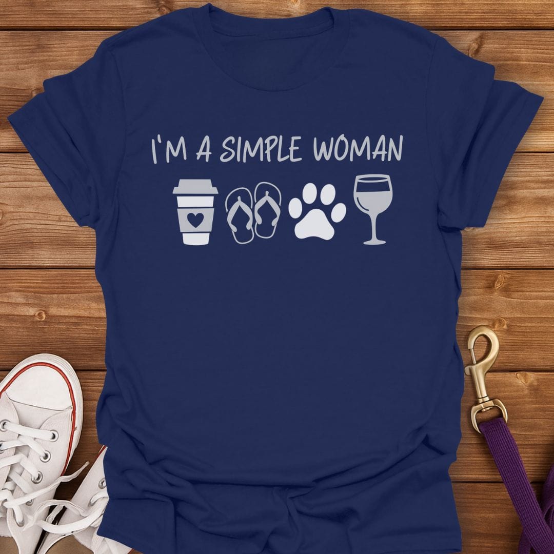 Simple Woman Dog Life T-Shirt Navy / S