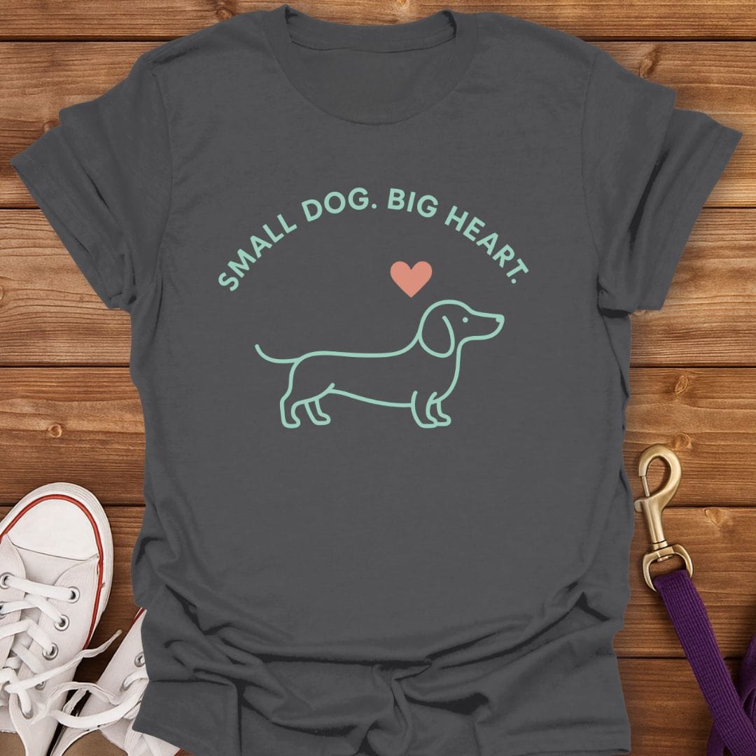 Small Dog Big Heart Dachshund T-Shirt Charcoal / S