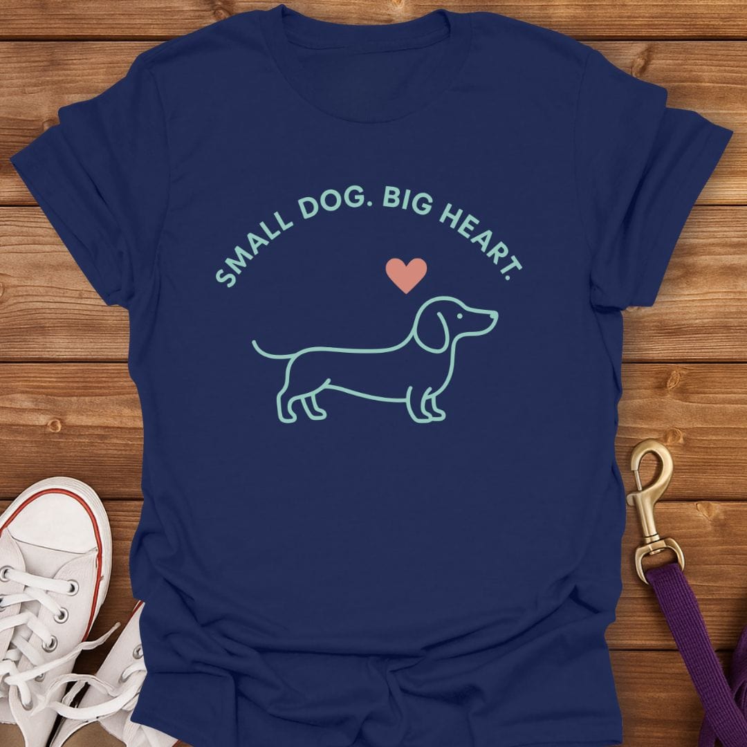 Small Dog Big Heart Dachshund T-Shirt Navy / S
