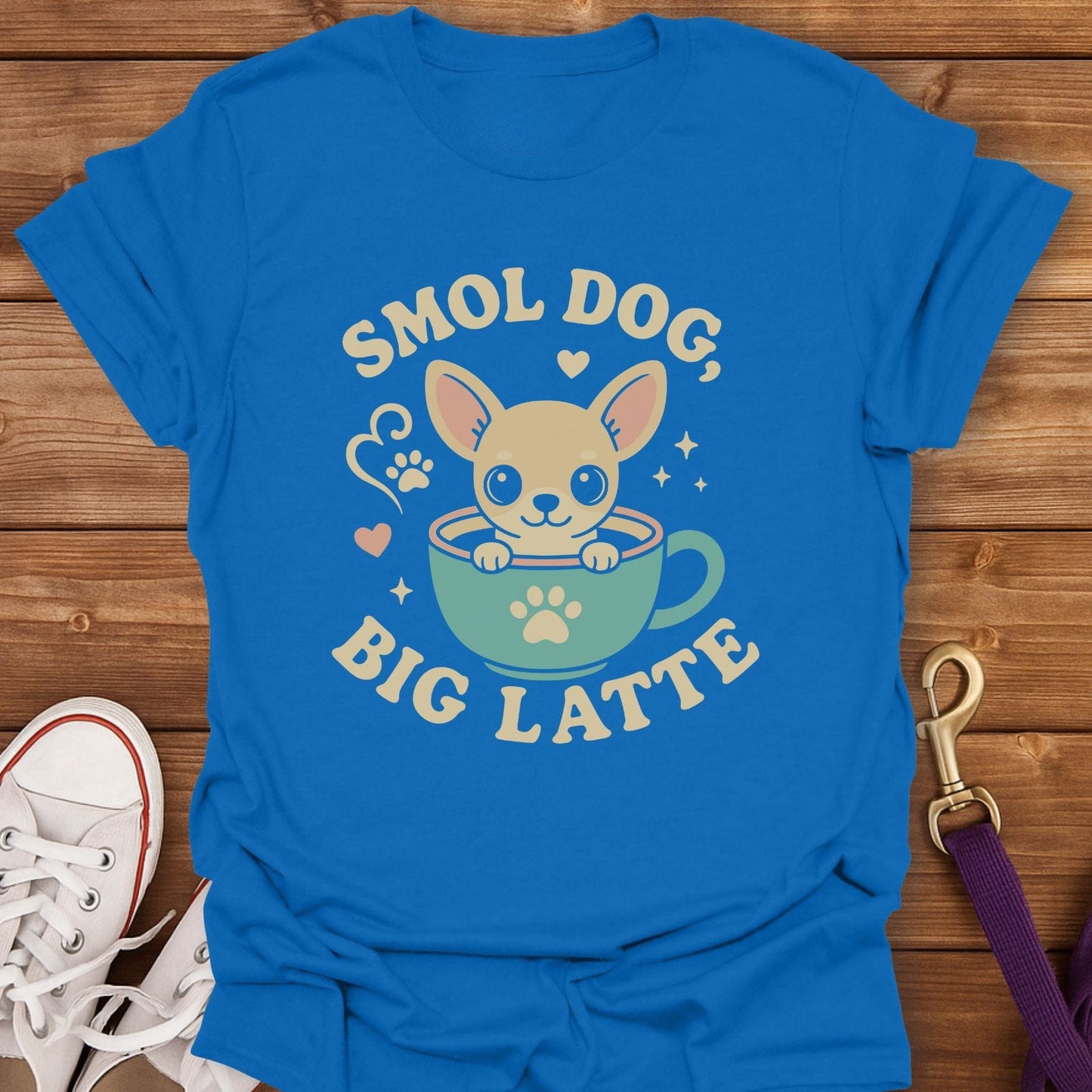 Smol Dog Big Latte T-Shirt Royal / S
