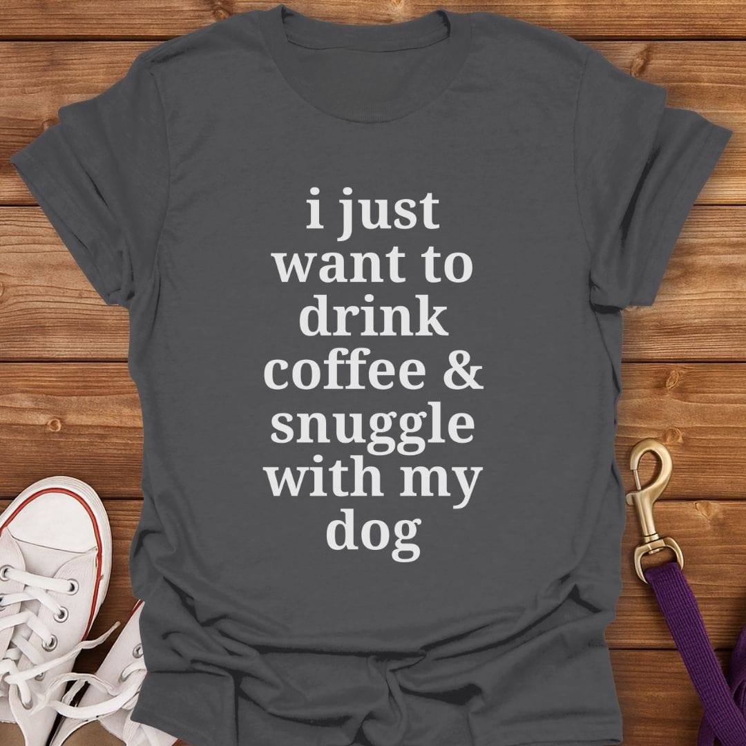 Snuggle Sips and Tail Wags T-Shirt Charcoal / S