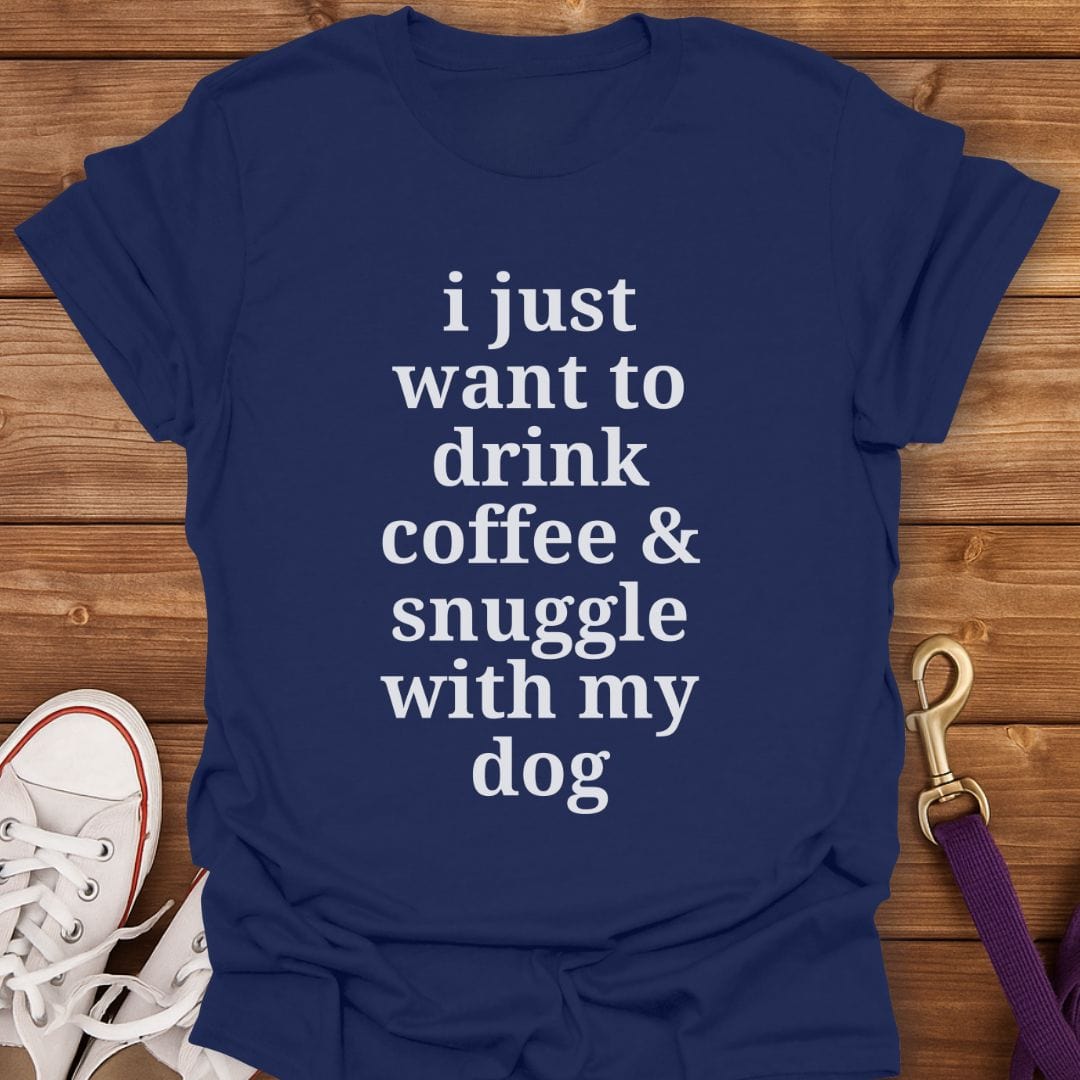 Snuggle Sips and Tail Wags T-Shirt Navy / S