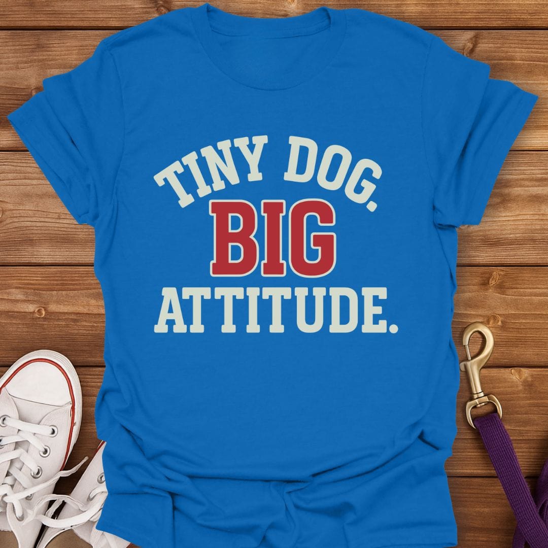 Tiny Dog Big Attitude Retro T-Shirt Royal / S