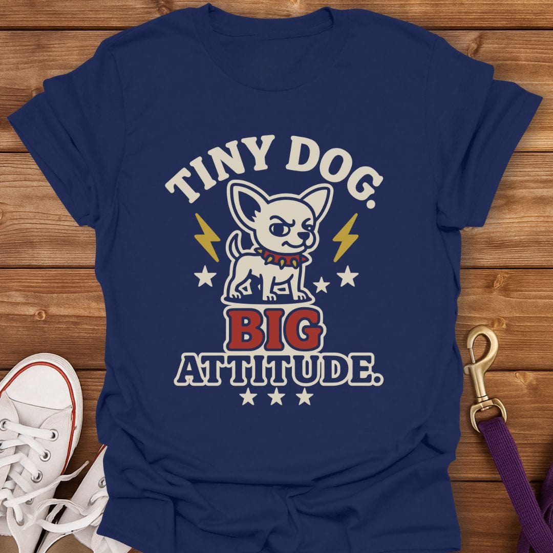 Tiny Dog Big Attitude T-Shirt Navy / S