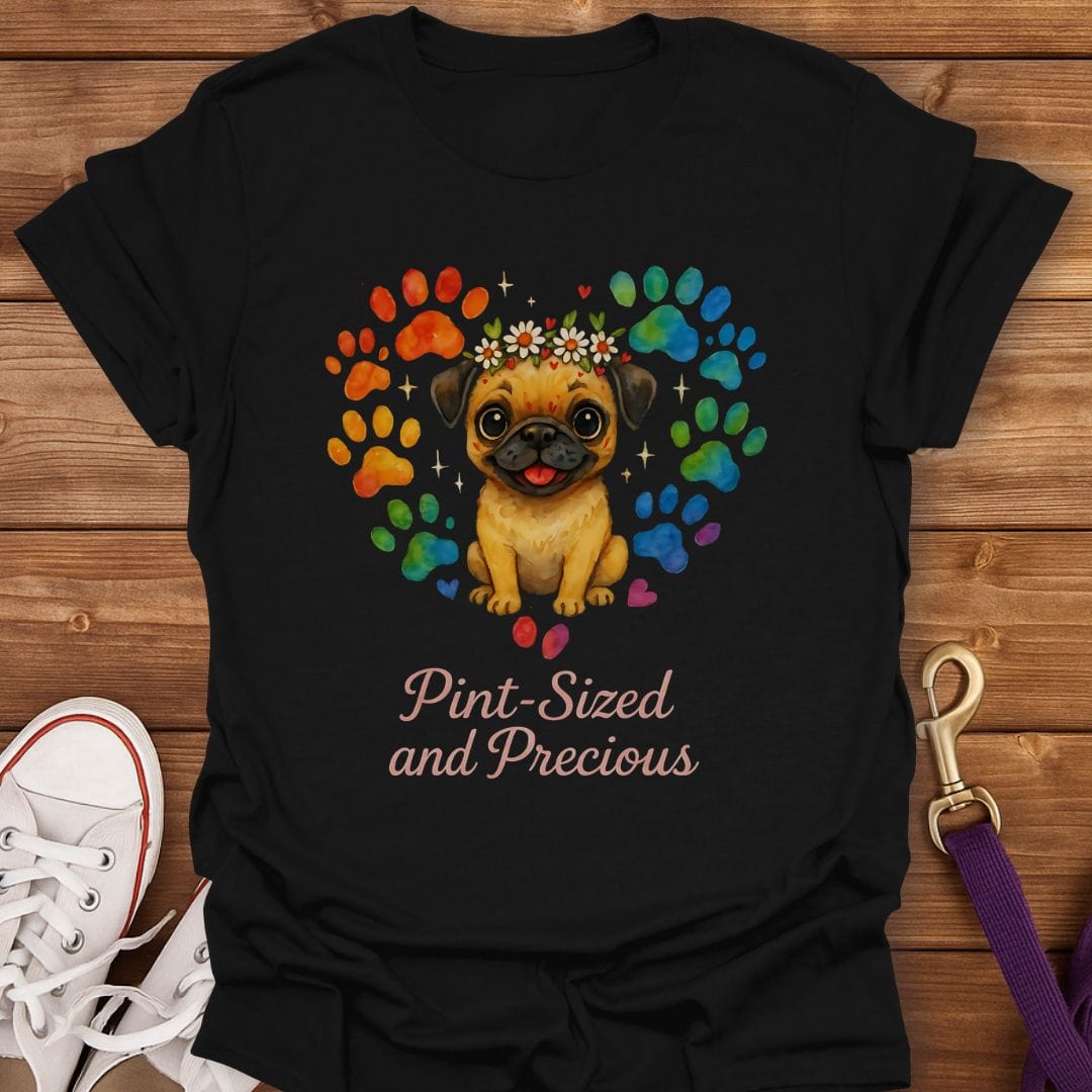 Tiny Pug Big Love T-Shirt Black / S