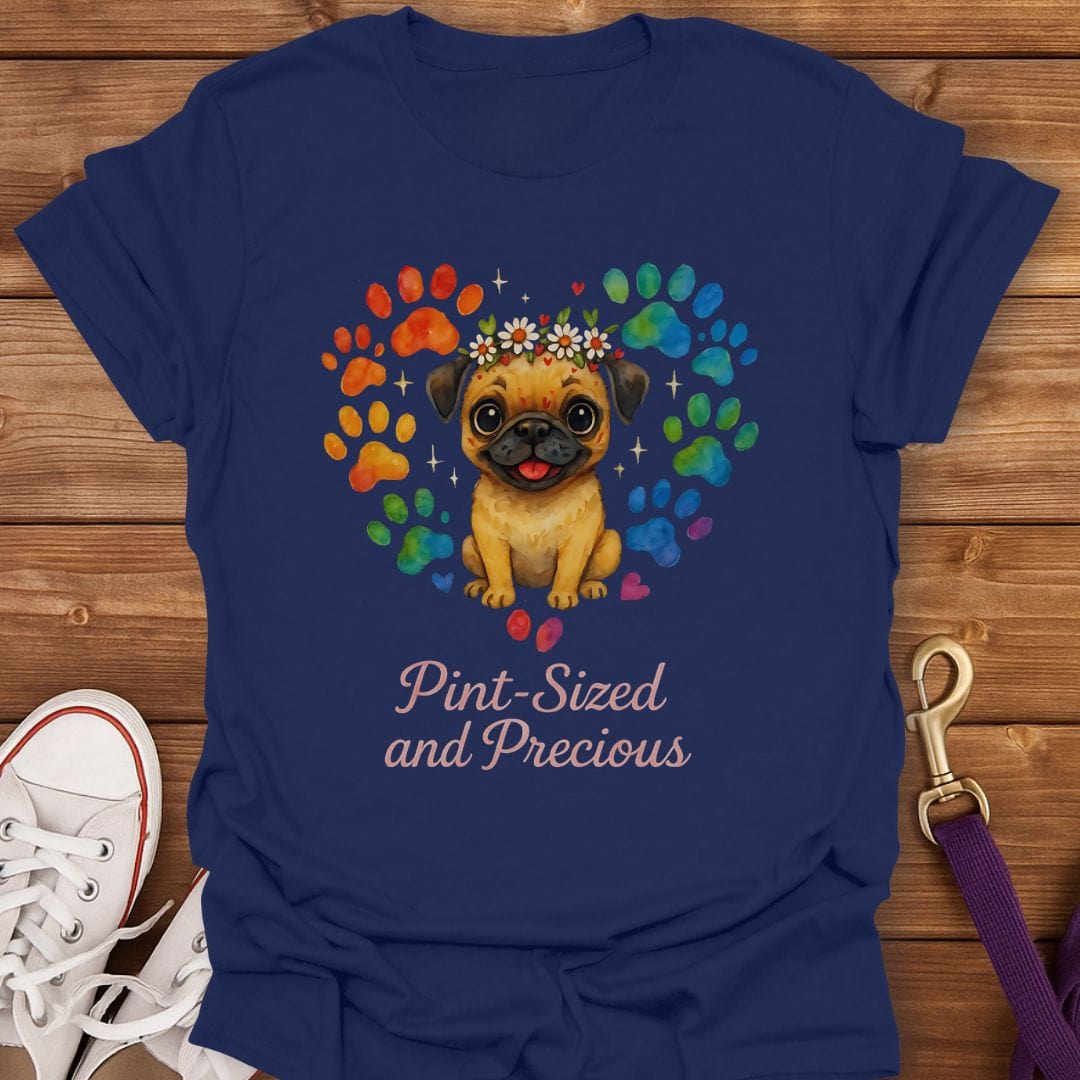 Tiny Pug Big Love T-Shirt Navy / S