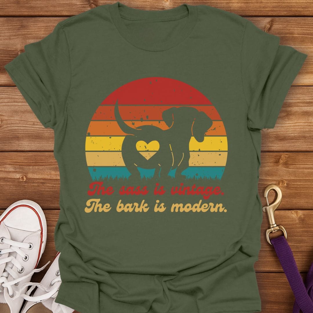 Vintage Sass Modern Bark T-Shirt Military Green / S