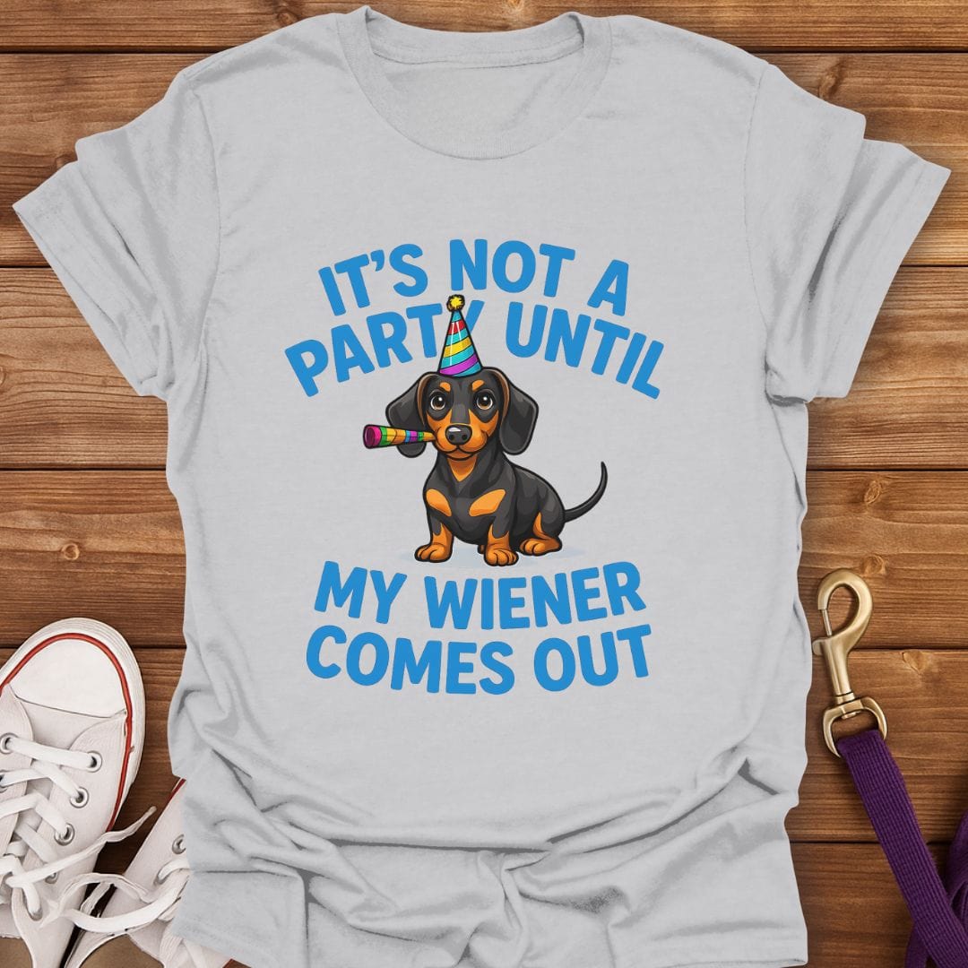 Wiener Dog Party Time T-Shirt Ice Grey / S
