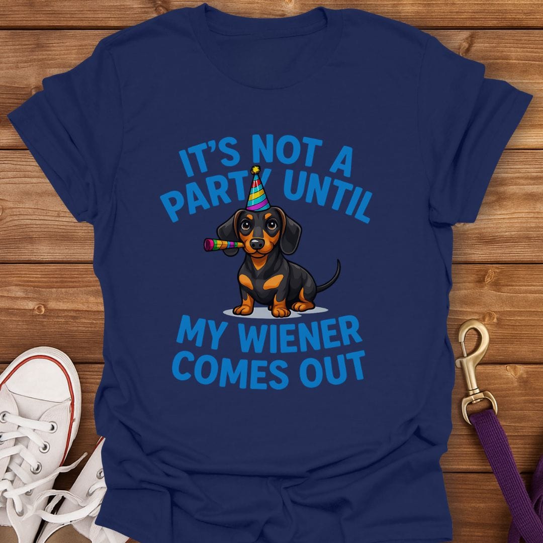 Wiener Dog Party Time T-Shirt Navy / S