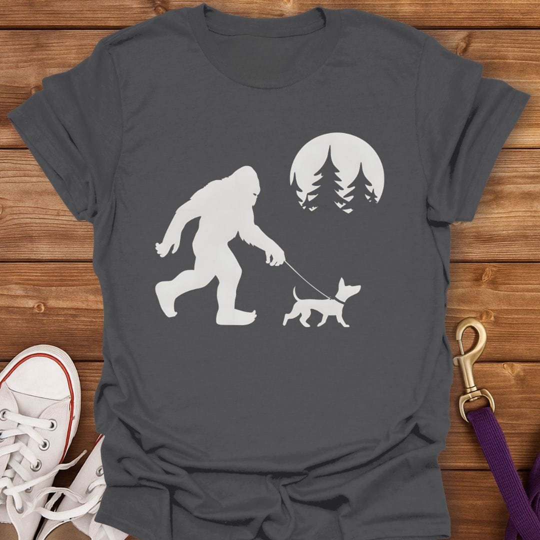 Bigfoot Walks My Dog T-Shirt Charcoal / S