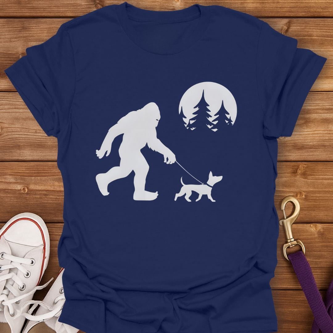 Bigfoot Walks My Dog T-Shirt Navy / S