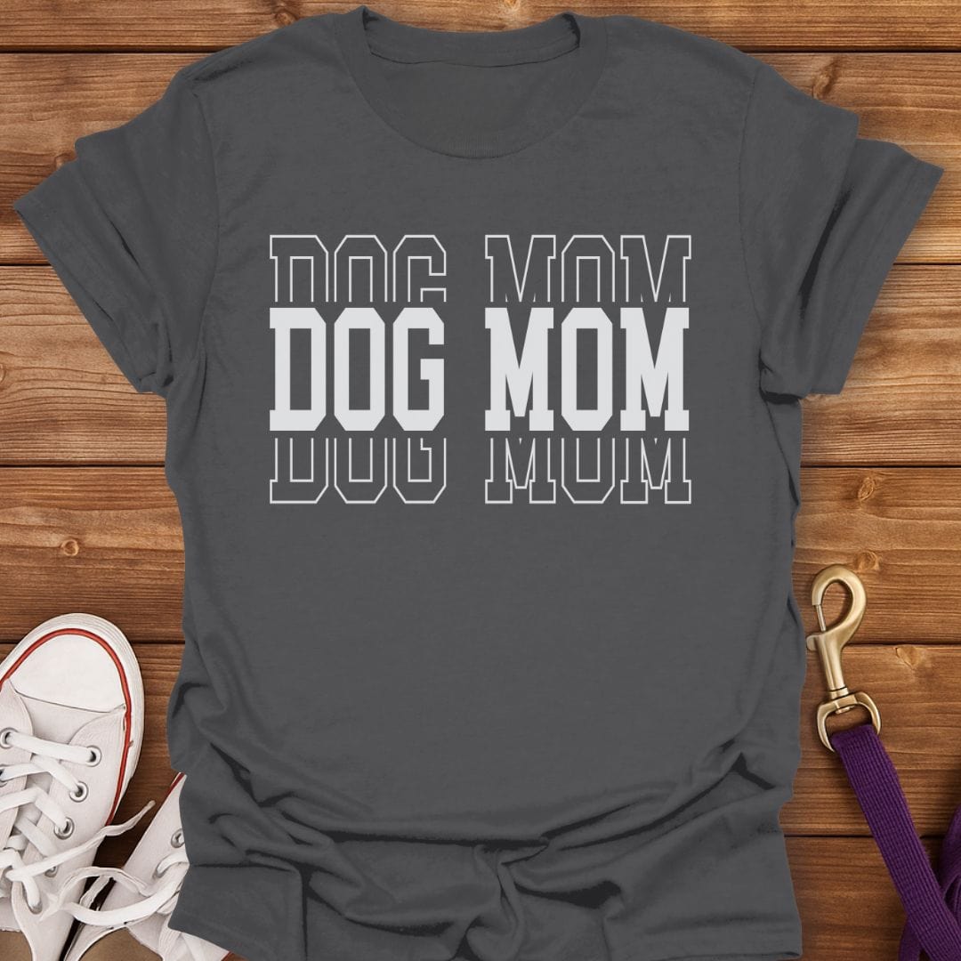 Bold Varsity Dog Mom T-Shirt Charcoal / S