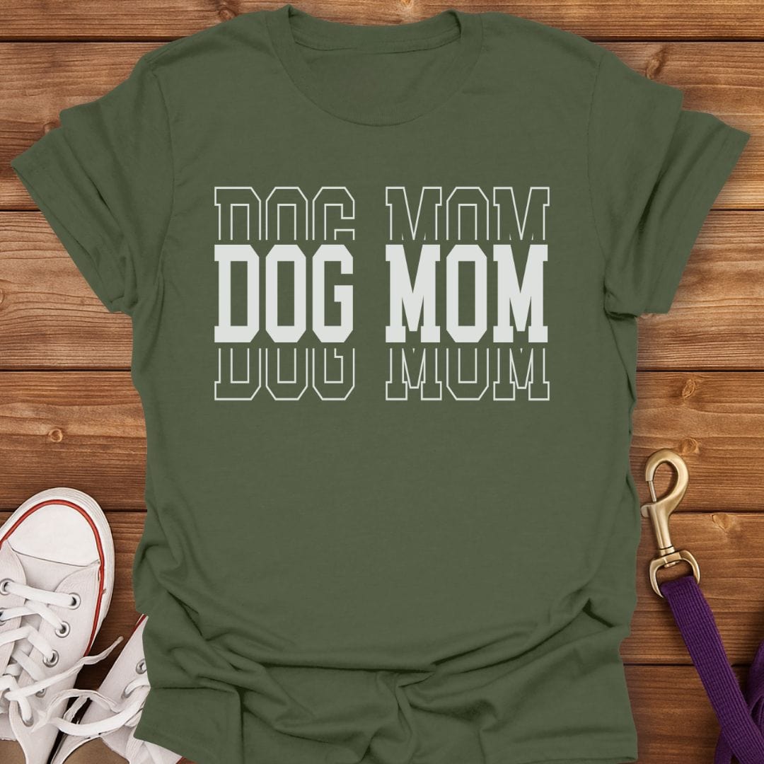 Bold Varsity Dog Mom T-Shirt Military Green / S