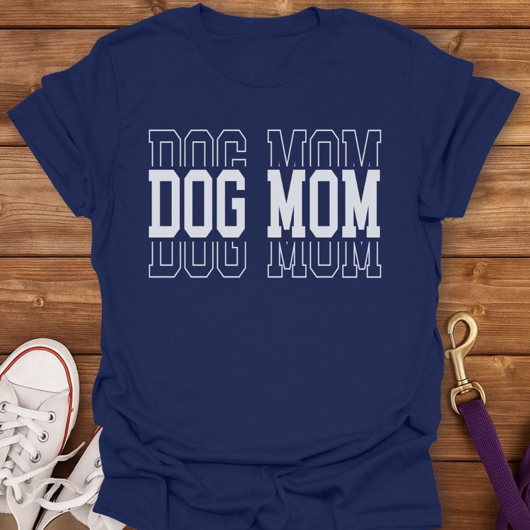Bold Varsity Dog Mom T-Shirt Navy / S