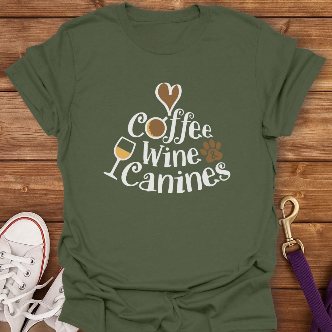 Caffeinated, Corked & Canine T-Shirt Military Green / S