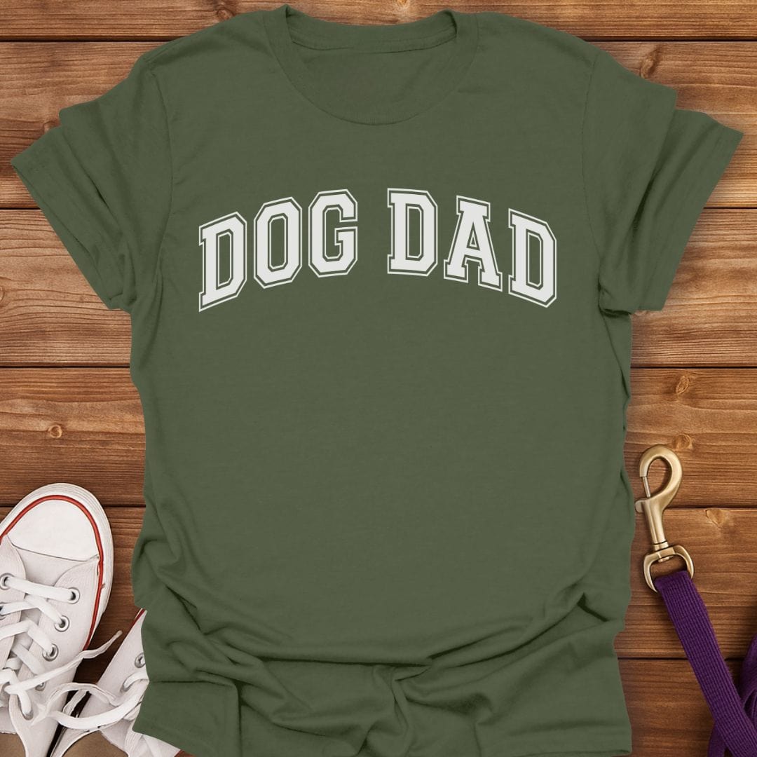 Classic Dog Dad Varsity T-Shirt Military Green / S