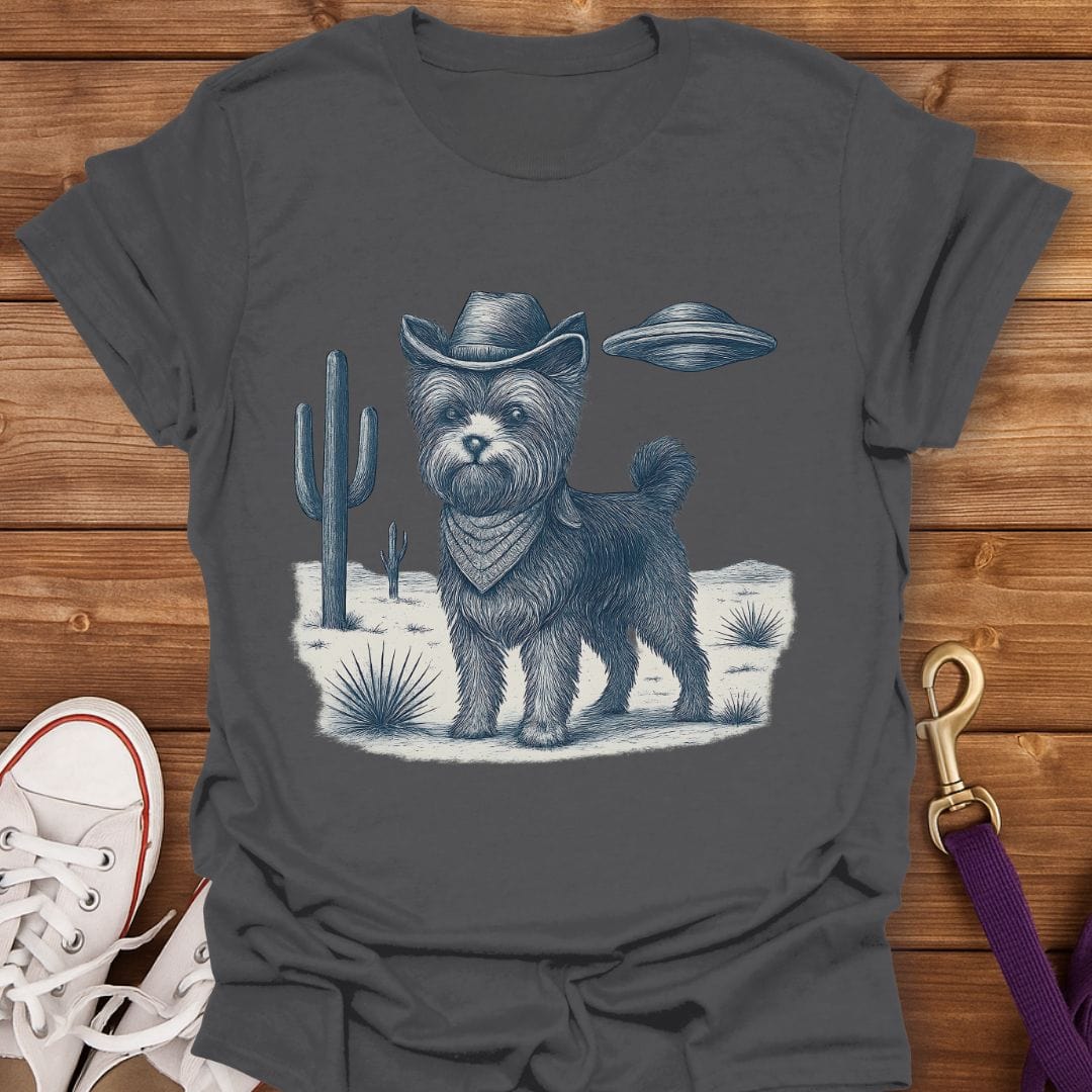 Cowboy Yorkie in the Desert T-Shirt Charcoal / S